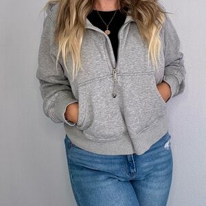 Gray Women's 3/4 Zip-Up Hoodie